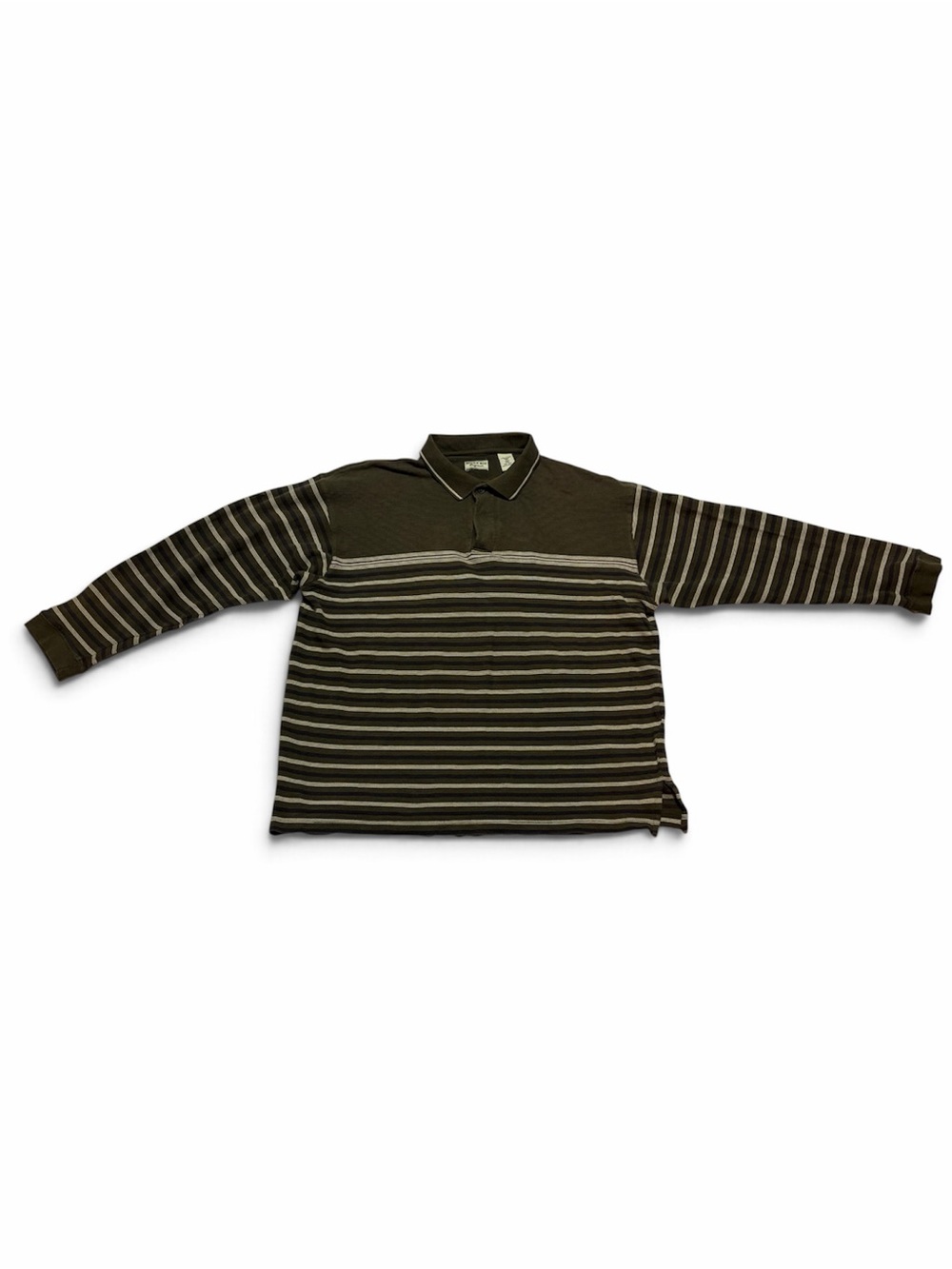 Bugle Boy Original XL Brown Striped Knit Long Sleeve Cotton Shirt